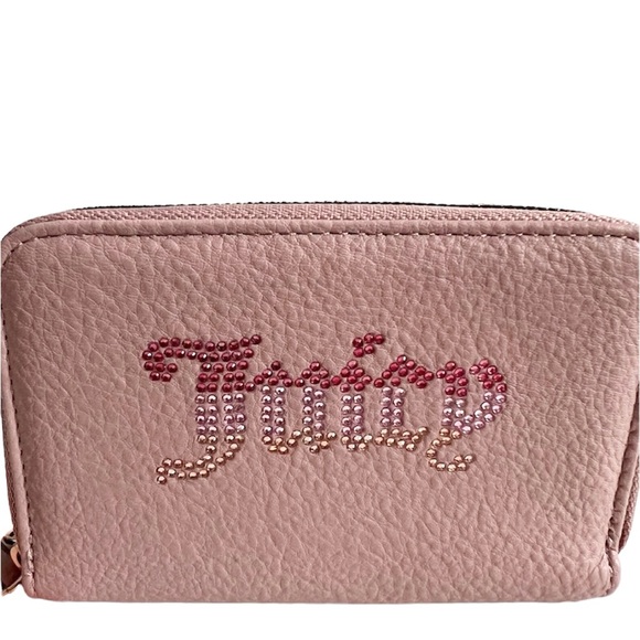 NWT Juicy Couture Dusty Blush Pink Breaking The Rules Double Medium Zip Wallet - Picture 2 of 8